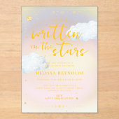 星書に | 虹の赤ちゃんシャワー霜 アクリル招待状 (正面)