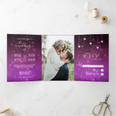 星書の天の愛写真結婚の 三つ折り招待状 (内部)