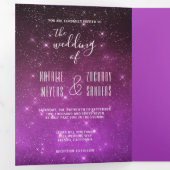 星書の天の愛写真結婚の 三つ折り招待状 (内部最初)