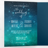 星書の愛の夜の空の天結婚星 三つ折り招待状 (内部最初)