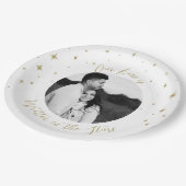 星書の金ゴールドと白の天球写真 ペーパープレート (アングル)