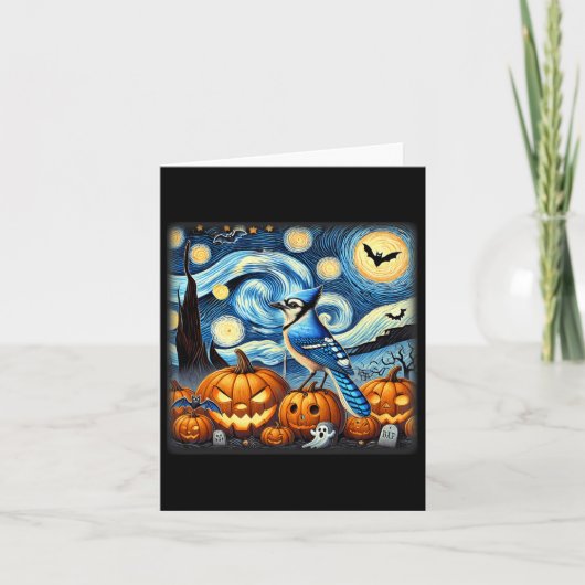 星月夜のブルージェイ ハロウィン カード (正面)