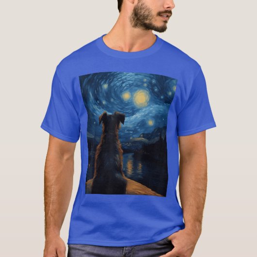 星月夜の犬の絵 ヴィンセント・ファン・ゴッホ Tシャツ (正面)
