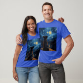 星月夜の犬の絵 ヴィンセント・ファン・ゴッホ Tシャツ (ユニセックス)