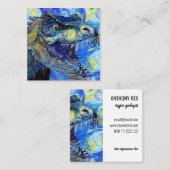 星月夜ティラノサウルスレックス恐竜テンプレート スクエア名刺 (正面/裏面)