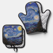 『星月夜 : サン・レミ』（ビンセント・ファン・ゴッホ） 鍋つかみ&鍋敷きセット (正面/裏面)