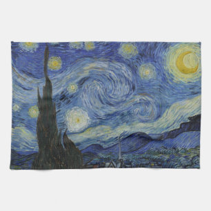 星月夜、油絵、ヴィンセント・ファン・ゴッホ キッチンタオル
