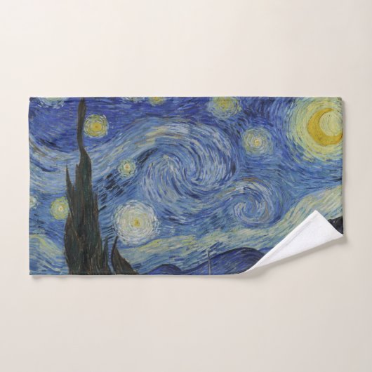 星月夜、油絵、ヴィンセント・ファン・ゴッホ ハンドタオル (ハンドタオル)