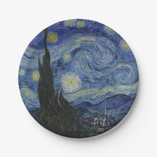 星月夜、油絵、ヴィンセント・ファン・ゴッホ ペーパープレート (正面)