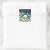 星月蓮池の魔法の夜のカワウソ スクエアシール (バッグ)