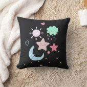 星月雲太陽ハートかわいい クッション (ブランケット)