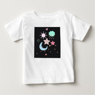 星月雲太陽ハートかわいい ベビーTシャツ