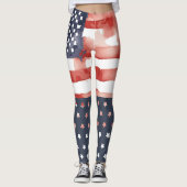 星条付き下げ付き米国国旗のレギンス レギンス (正面)