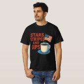 星条旗と一杯 | レトロアメリカーナコーヒー Tシャツ (正面フル)