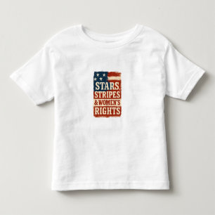 星条旗と女性の権利のダメージ旗 トドラーTシャツ