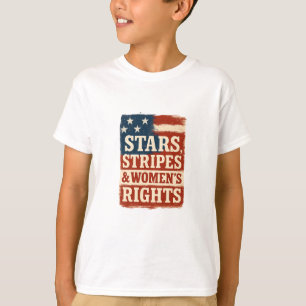 星条旗と女性の権利 ディストressedフラグ tシャツ