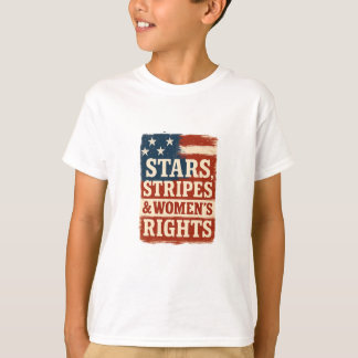 星条旗と女性の権利 ディストressedフラグ tシャツ
