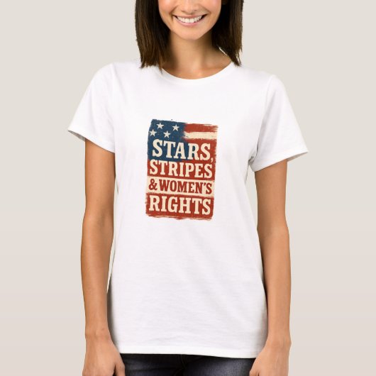 星条旗と女性の権利 ディストressedフラグ tシャツ (正面)