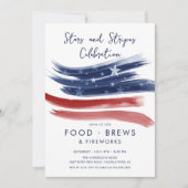 星条旗のお祝い 7月4日 招待状 (正面)