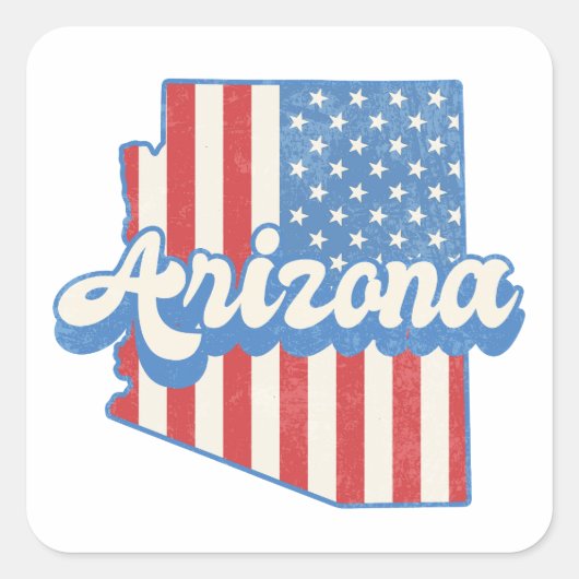 星条旗のアリゾナ シルエット スクエアシール (正面)