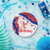 星条旗のカスタムの最初誕生日 ペーパープレート (パーティー)