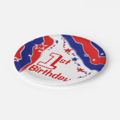 星条旗のカスタムの最初誕生日 ペーパープレート (アングル)