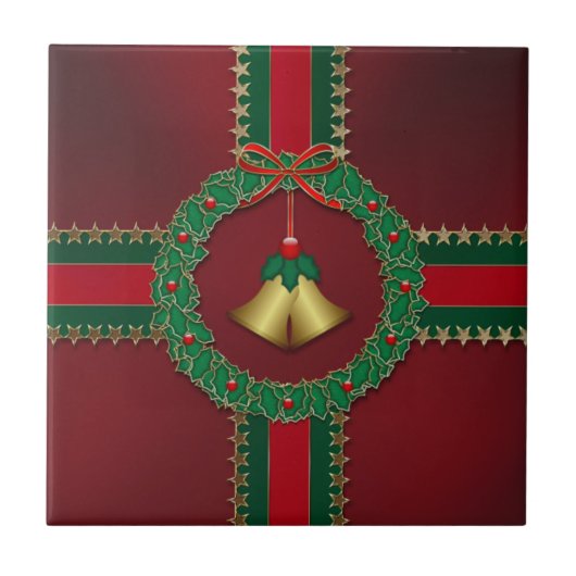 星条旗のクリスマスTrivet タイル (正面)