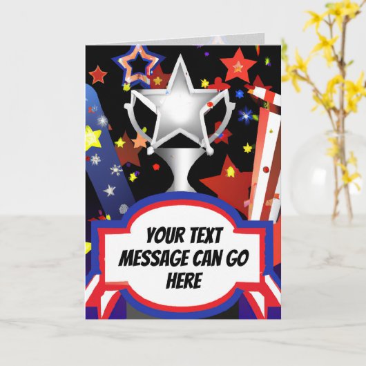 星条旗のグリーティングカード/メモカード カード (黄色い花)