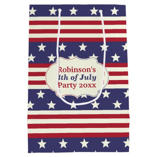 星条旗の愛国心が強い米国旗|のカスタム ミディアムペーパーバッグ (裏面)