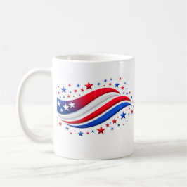 星条旗の波+星柄 アメリカ国旗 レッド ホワイト コーヒーマグカップ