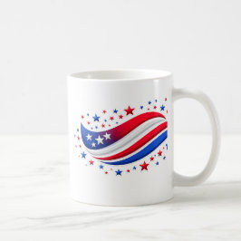 星条旗の波+星柄 アメリカ国旗 レッド ホワイト コーヒーマグカップ