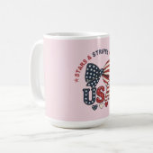 星条旗の蝶ネクタイ愛国七月四日Tシャツ コーヒーマグカップ (正面左)