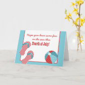 星条旗はパーティーの7月4日カードを浜に引き上げます カード (黄色い花)