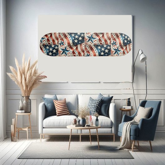 星条旗アメリカ国旗の赤白青おもしろい スケートボード