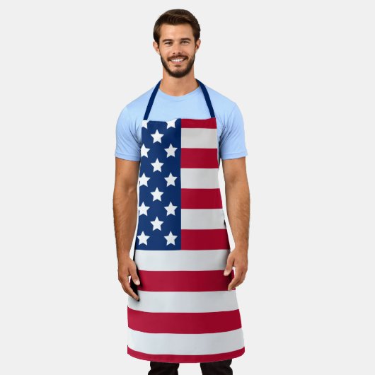 星条旗クラシックUSA国旗 エプロン (着用した状態)