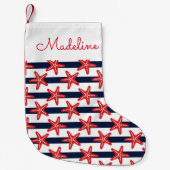 星条旗パターン|はあなたの名前を加えます スモールクリスマスストッキング (正面)