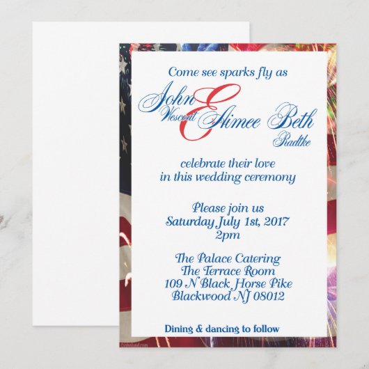 星条旗赤白青 招待状 (正面/裏面)