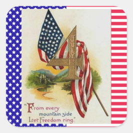 星条旗7月4日愛国国旗 スクエアシール