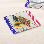 星条旗7月4日愛国国旗 スクエアペーパーコースター (アングル)