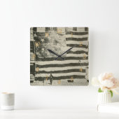 星条旗：アメリカ国旗が掲げられる スクエア壁時計 (ホーム)