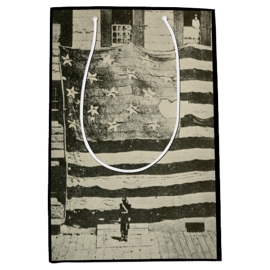 星条旗:アメリカ国旗が掲げられる ミディアムペーパーバッグ (正面)