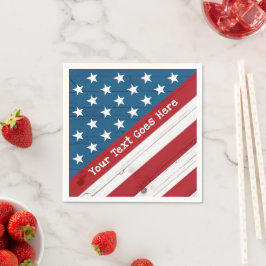 星条旗 アメリカ 国旗 4th of July ラスティック ウッド スタンダードカクテルナプキン