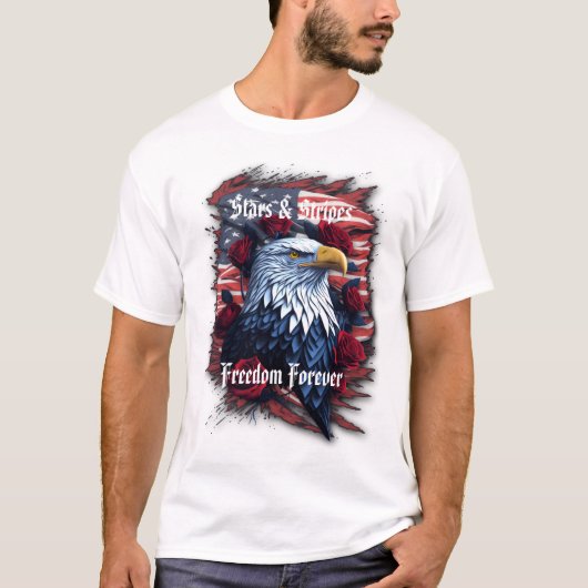 星条旗 自由の鷲 アメリカ国旗 Tシャツ (正面)