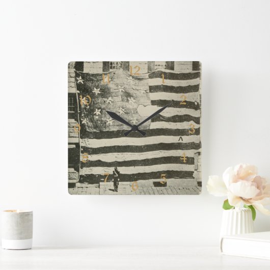 星条旗：表示のアメリカ国旗 スクエア壁時計 (ホーム)