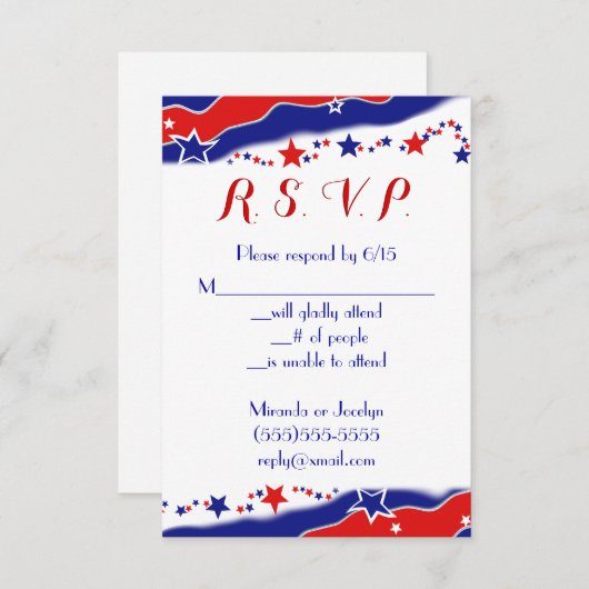 星条旗RSVP 出欠カード (正面/裏面)