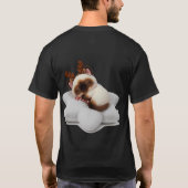 星枕で眠るトナカイ猫とキャンディケイン Tシャツ (裏面)
