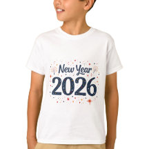 星柄の子供用新年2026Tシャツ 