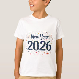 星柄の子供用新年2026Tシャツ  Tシャツ