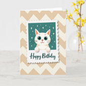 星柄の猫の誕生日カード カード (黄色い花)