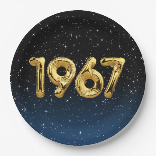 星柄の紙皿 誕生日バルーン 1967 ペーパープレート (正面)